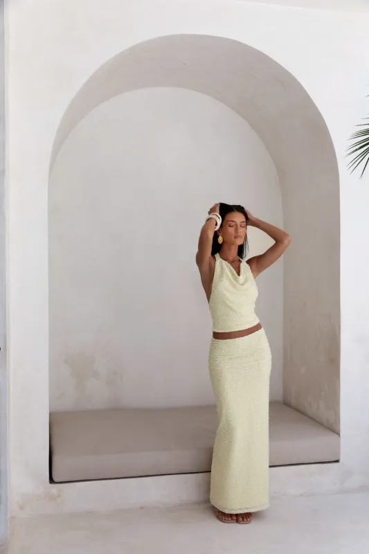 Words Of Wisdom Maxi Skirt Yellow sold by Fortunate One