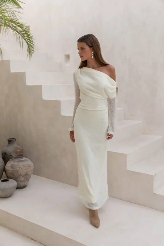 Cool Daze Long Sleeve Knit Maxi Dress Butter sold by Fortunate One