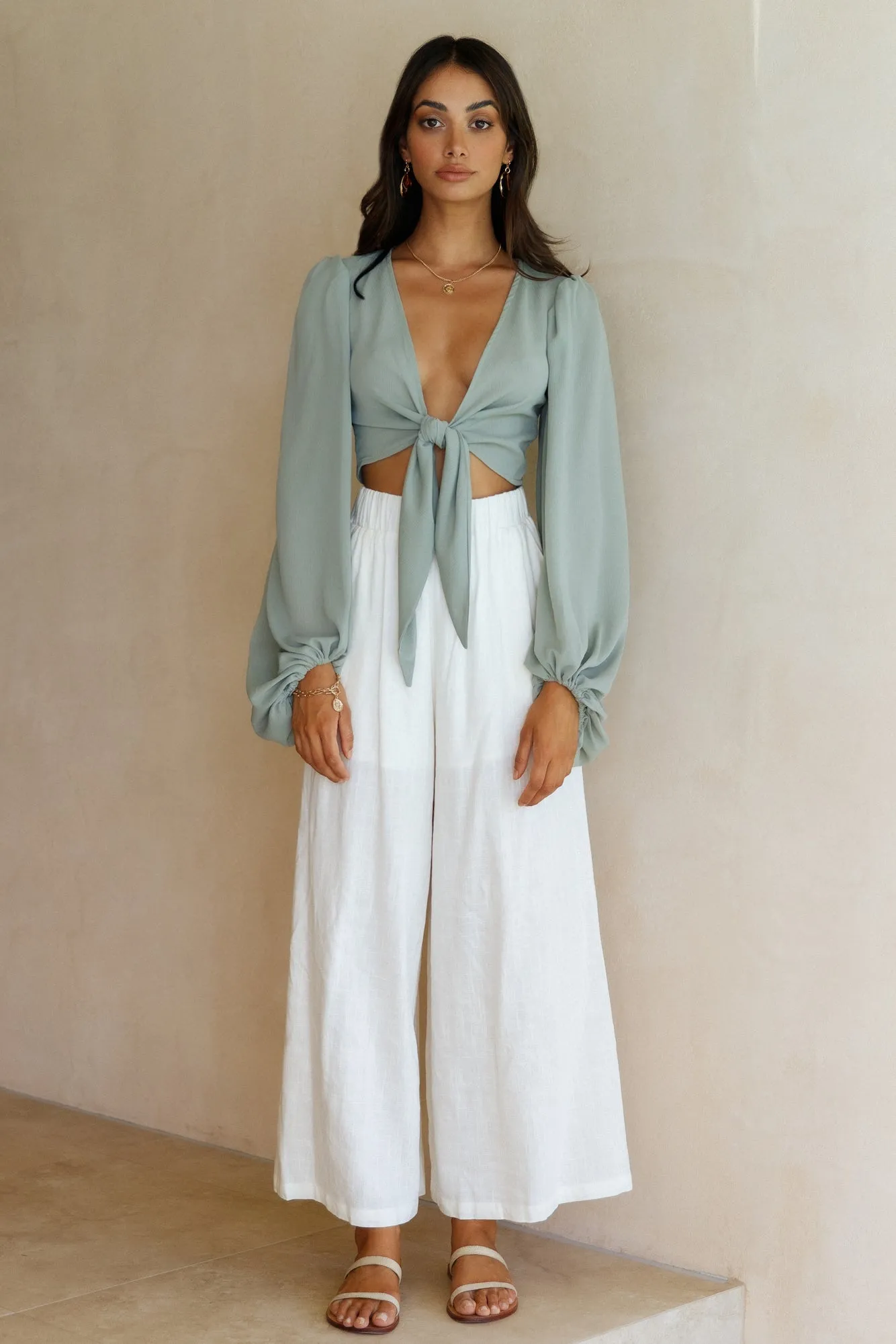 Cloudless Skies Crop Top Khaki sold by Fortunate One product image thumbnail 2