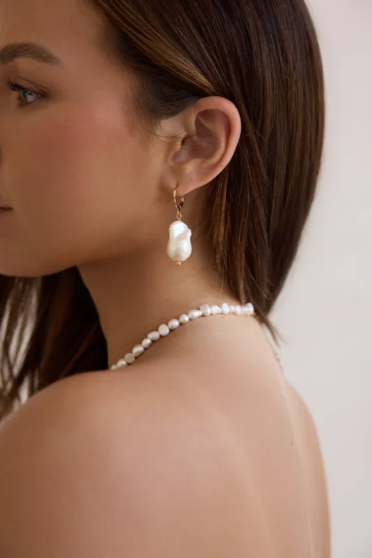 18k Gold Plated Standing Tall Earrings Cream sold by Fortunate One