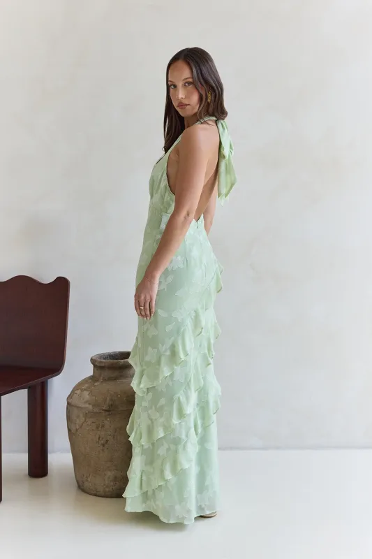 Dream Catchers Halter Maxi Dress Green made by Hello Molly