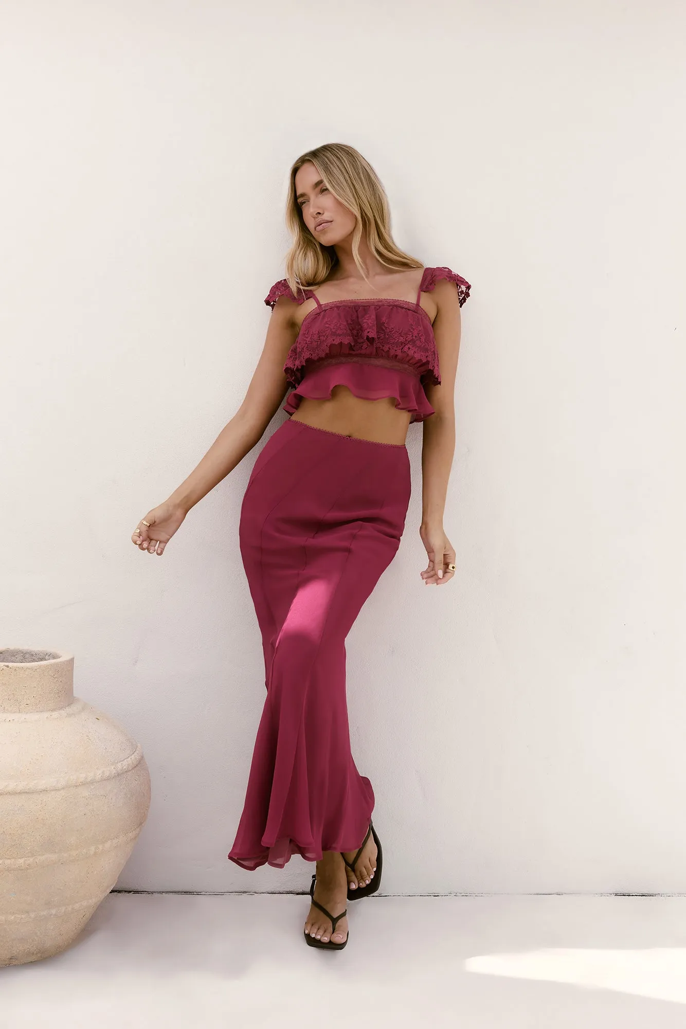 Sweet Silhouette Maxi Skirt Berry sold by Fortunate One product image thumbnail 4