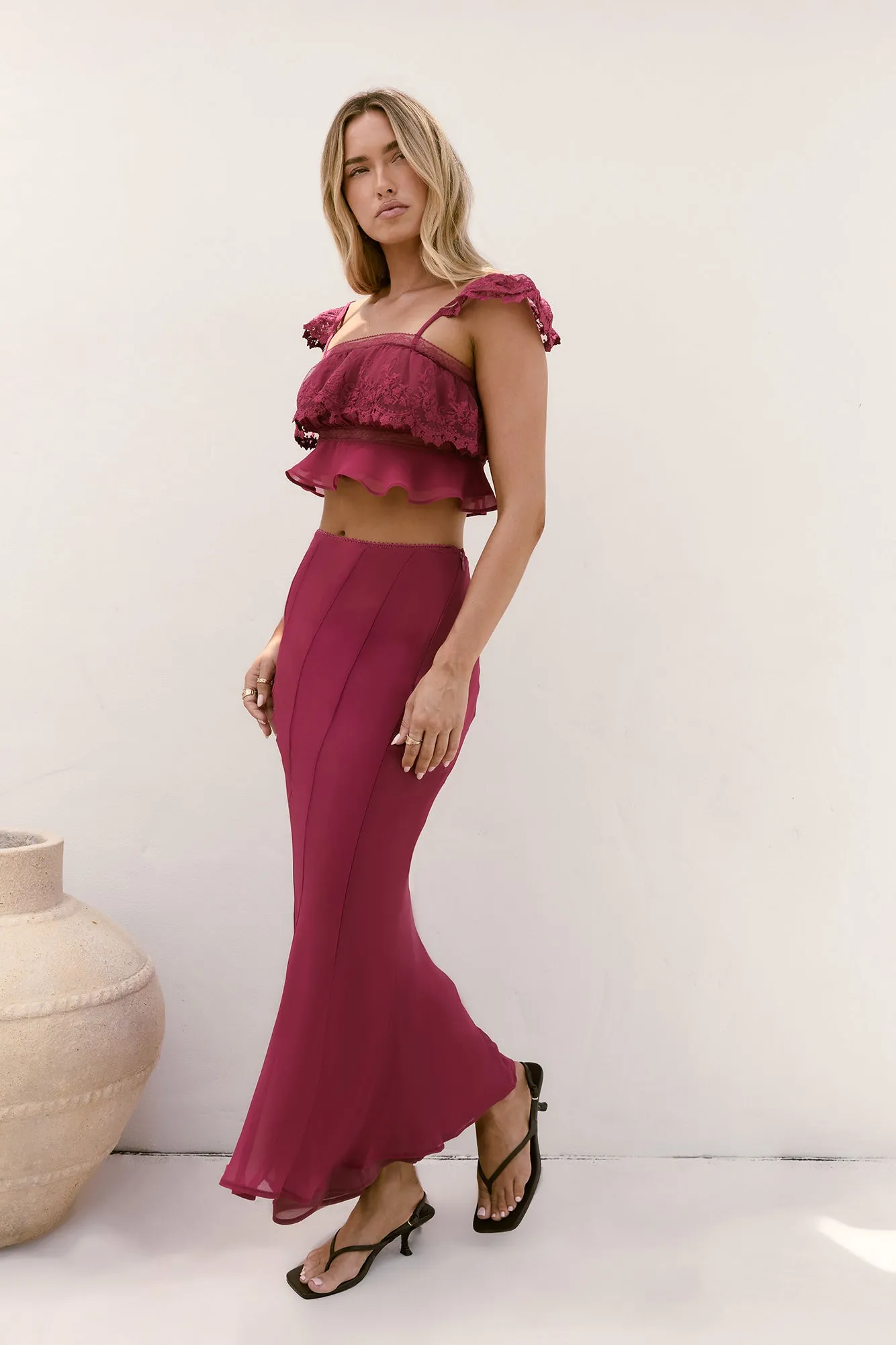 Sweet Silhouette Maxi Skirt Berry sold by Fortunate One product image thumbnail 5