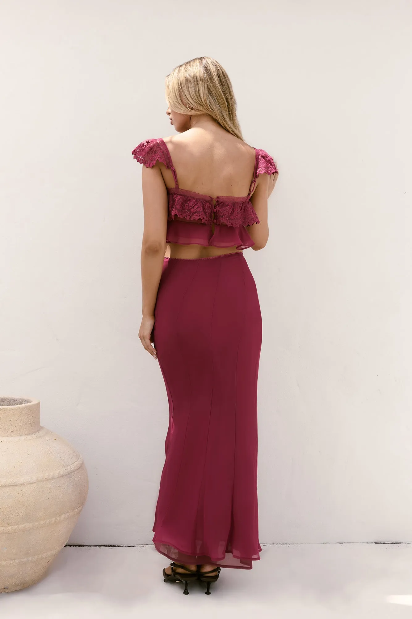 Sweet Silhouette Maxi Skirt Berry sold by Fortunate One product image thumbnail 2