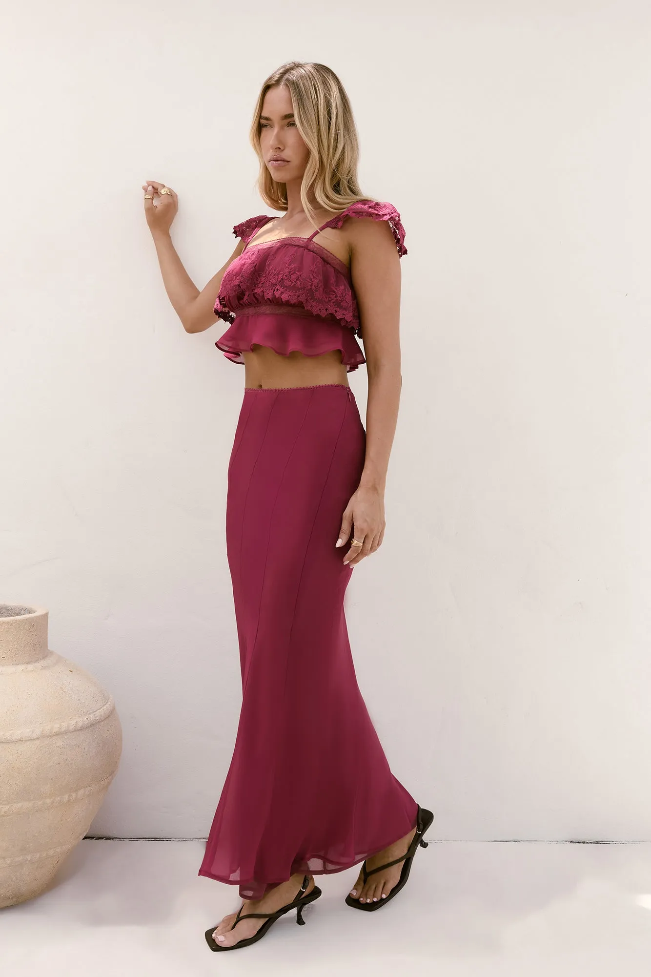 Sweet Silhouette Maxi Skirt Berry sold by Fortunate One product image thumbnail 3