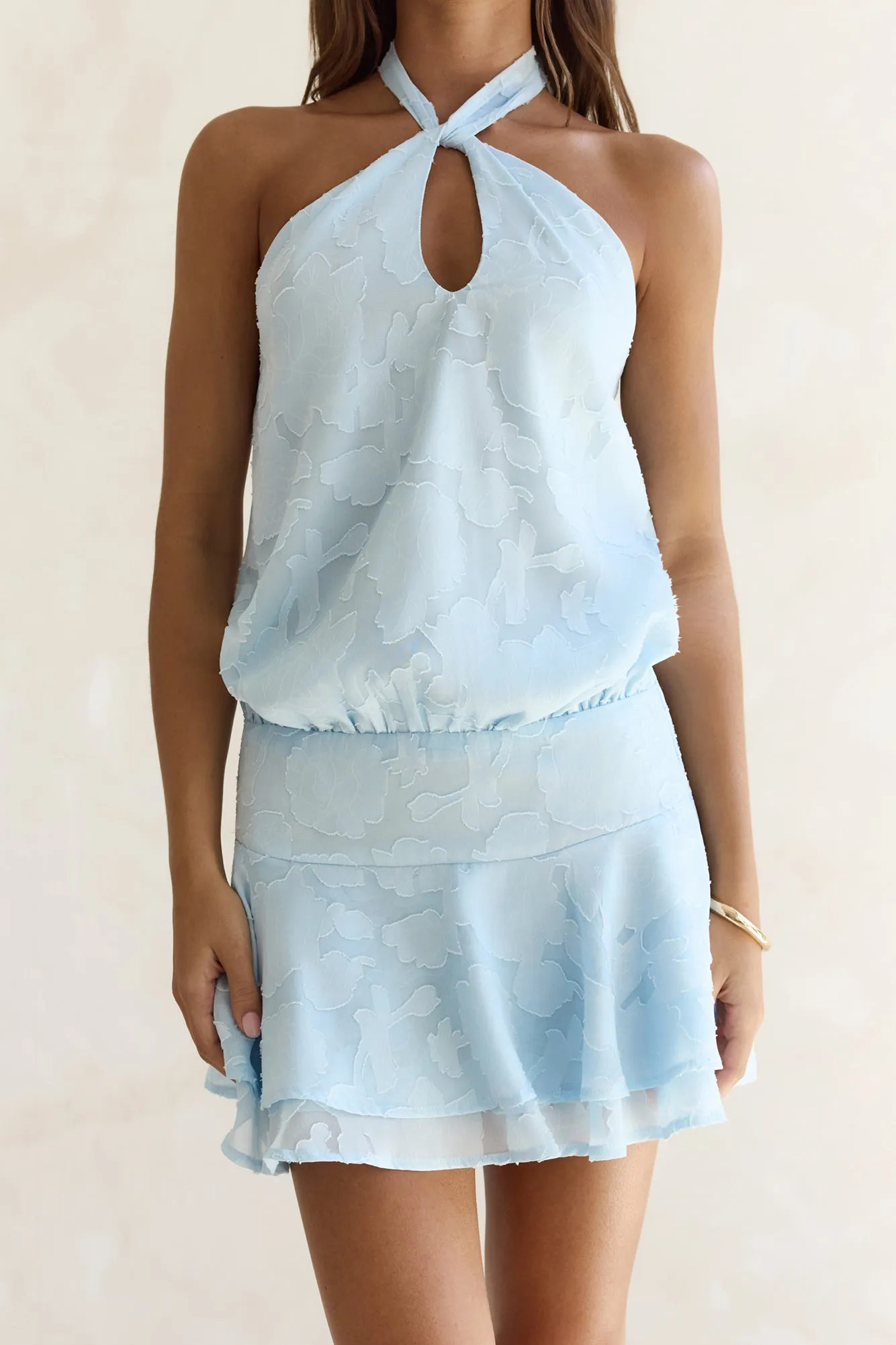 In Haven Halter Mini Dress Blue sold by Fortunate One product image thumbnail 5