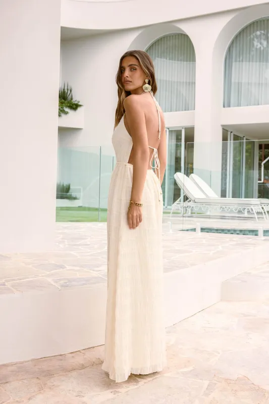 Different Dreams Halter Maxi Dress Cream made by Hello Molly