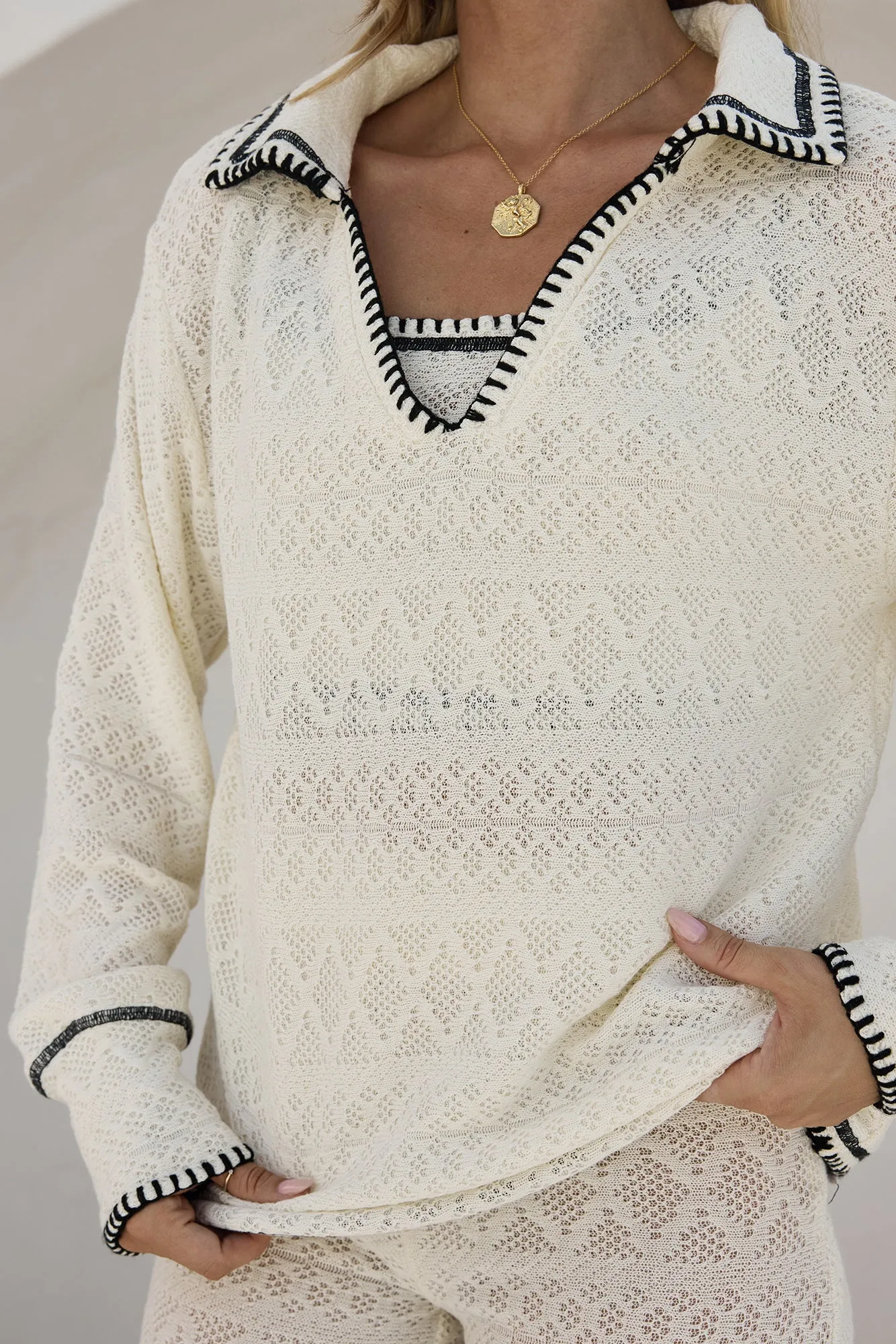 Mermaid Tales Long Sleeve Top Cream sold by Fortunate One product image thumbnail 3