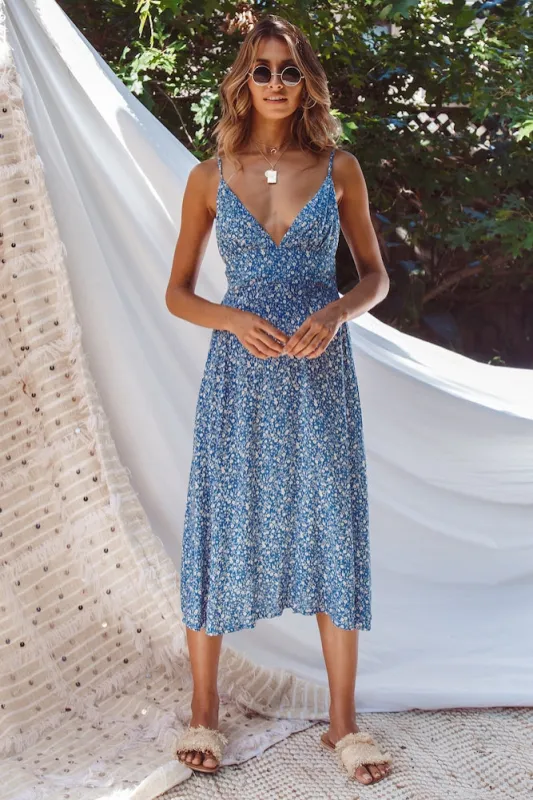 Island Love Midi Dress Blue made by Hello Molly