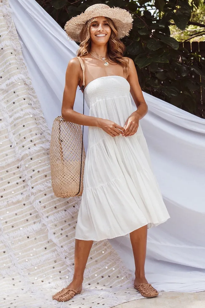 Trail Point Midi Dress White sold by Fortunate One