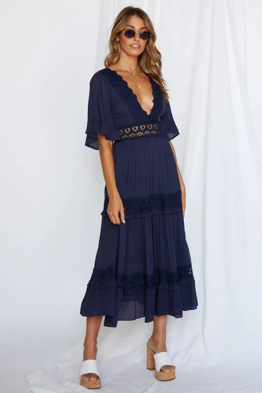 Cowboy Midi Dress Navy sold by Fortunate One