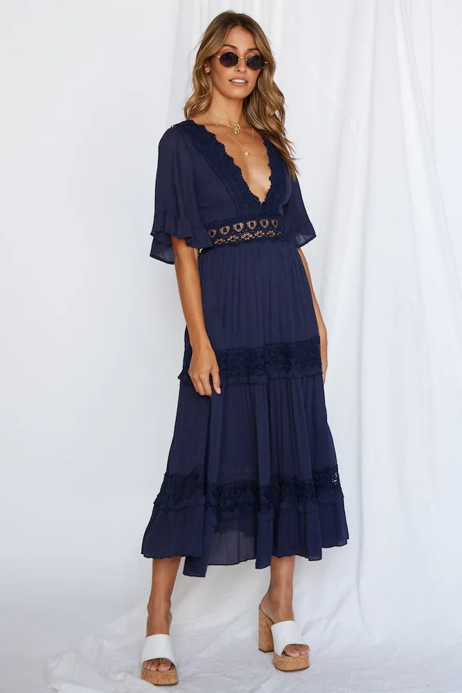 Cowboy Midi Dress Navy sold by Fortunate One