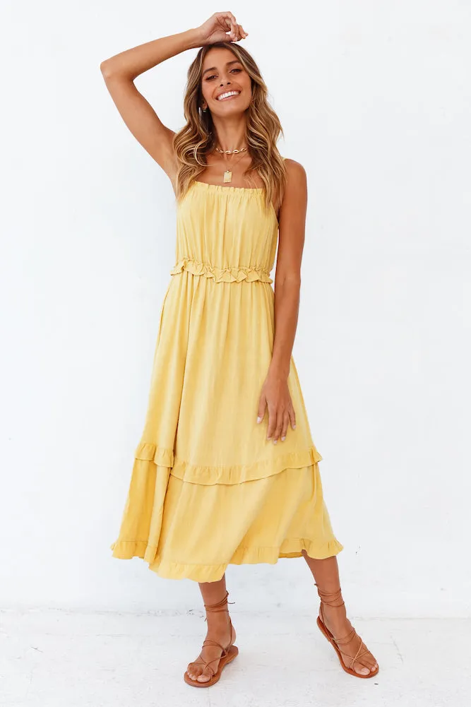 Honeycomb Midi Dress Yellow sold by Fortunate One product image thumbnail 4