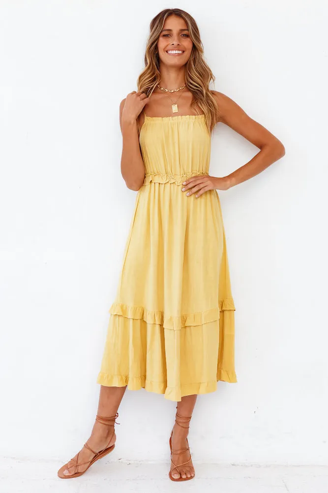 Honeycomb Midi Dress Yellow sold by Fortunate One