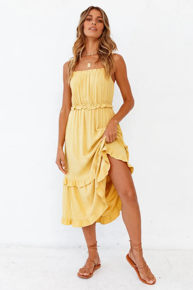 Honeycomb Midi Dress Yellow sold by Fortunate One product image thumbnail 5