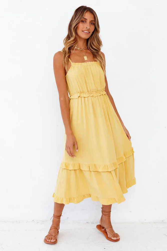 Honeycomb Midi Dress Yellow sold by Fortunate One product image thumbnail 2