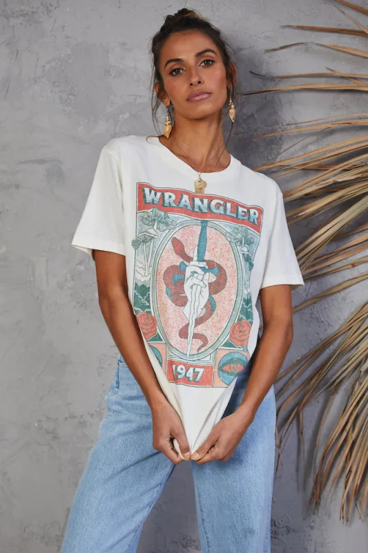 WRANGLER Burning Bright OS Tee Ecru made by Wrangler