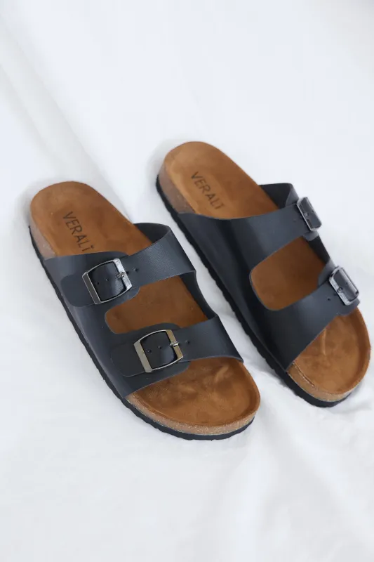 VERALI Xylo Buckle Slides Black sold by Fortunate One