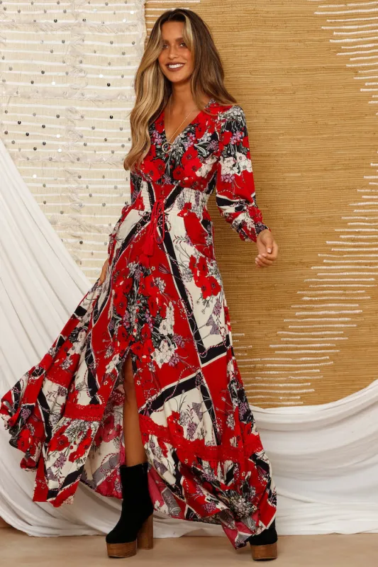 Lucerne Maxi Dress Red made by Hello Molly