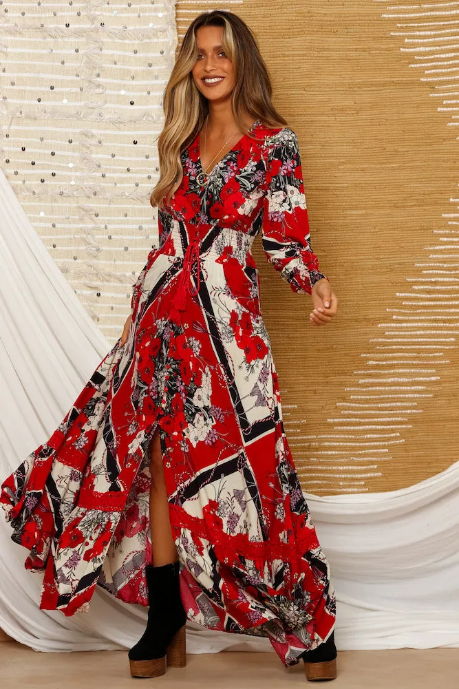 Lucerne Maxi Dress Red sold by Fortunate One