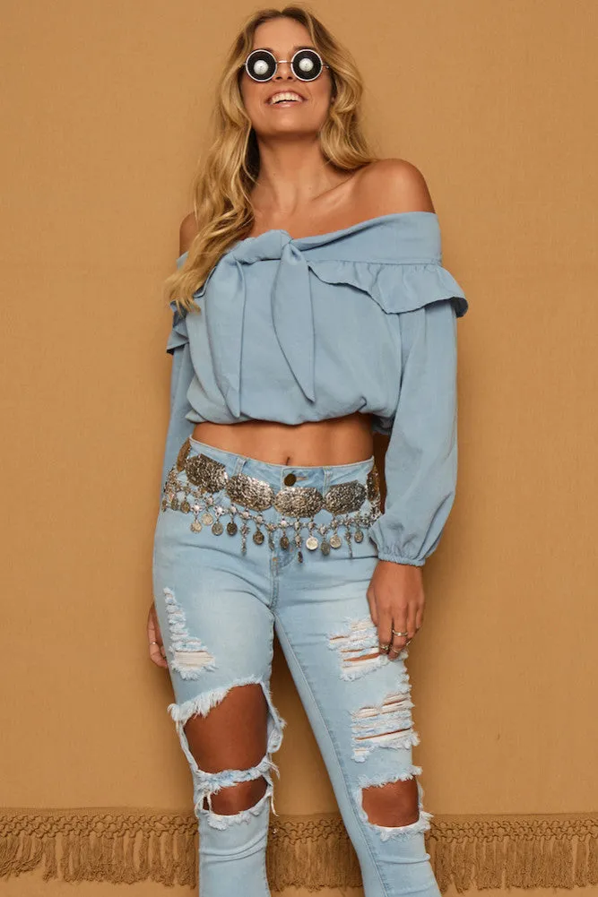Arabella Top Blue sold by Fortunate One product image thumbnail 3