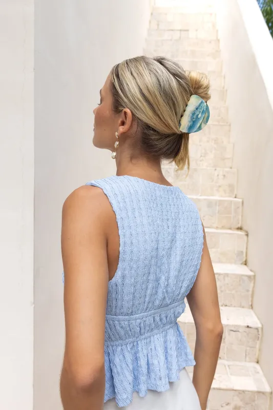 Wave To Earth Hair Claw Blue White made by Hello Molly