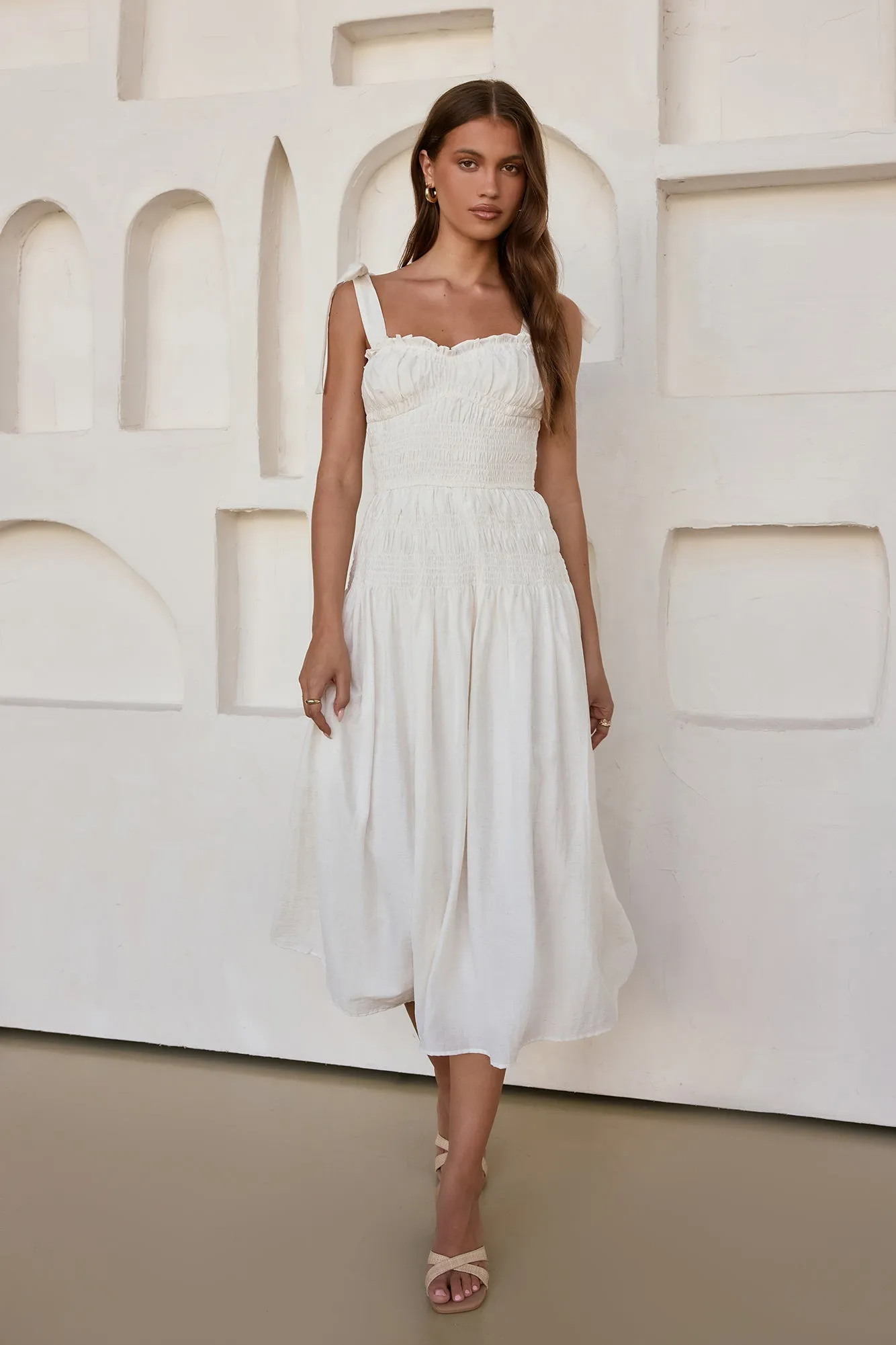 Spring Breeze Midi Dress White sold by Fortunate One product image thumbnail 4