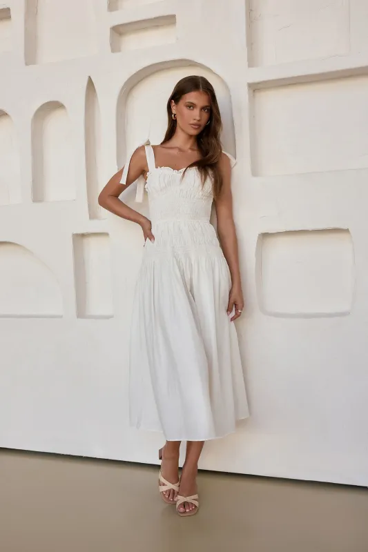 Spring Breeze Midi Dress White made by Moon River