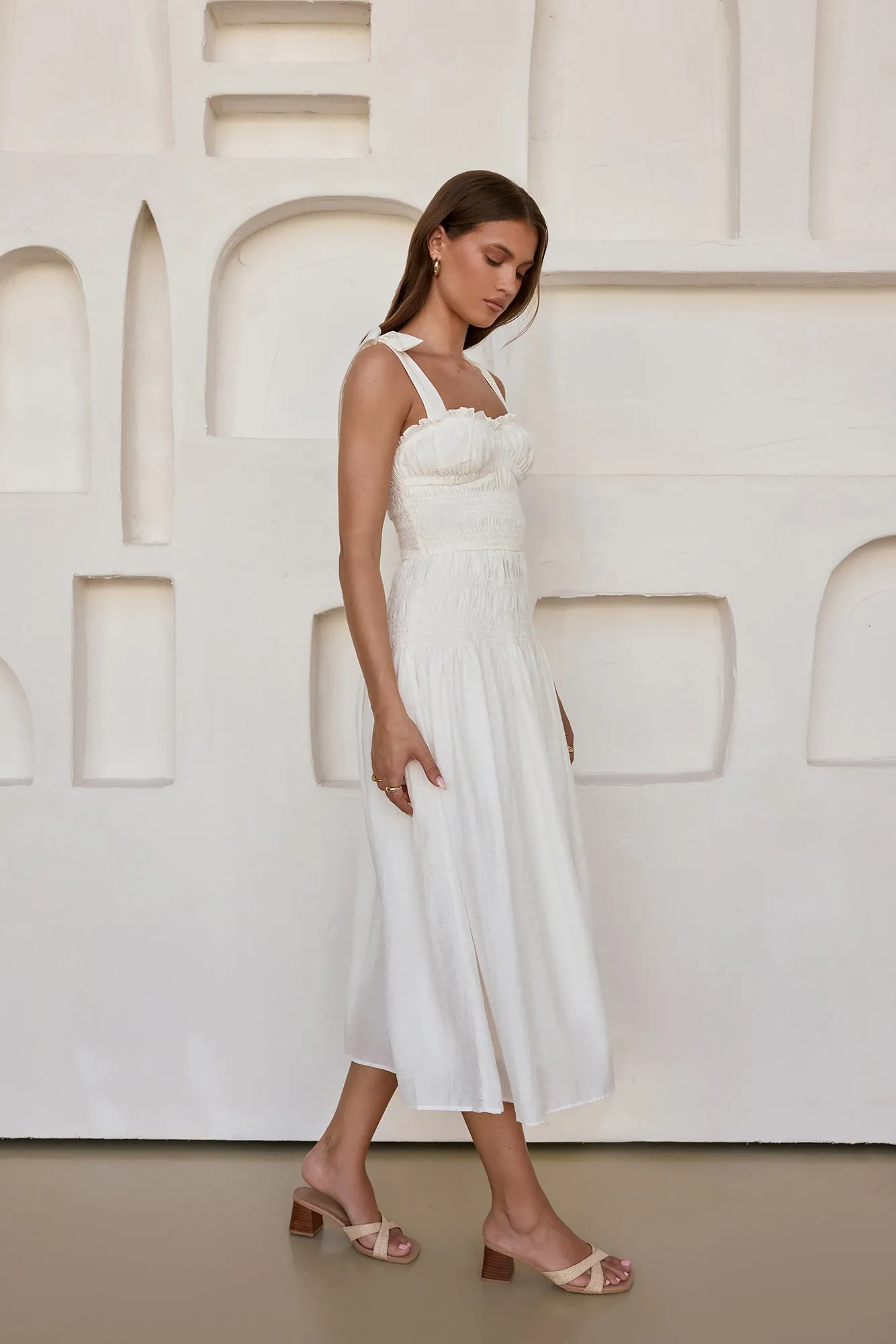 Spring Breeze Midi Dress White sold by Fortunate One product image thumbnail 3