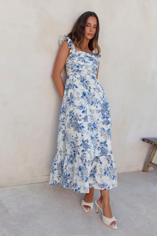 Bloom By Bloom Maxi Dress Blue made by Moon River