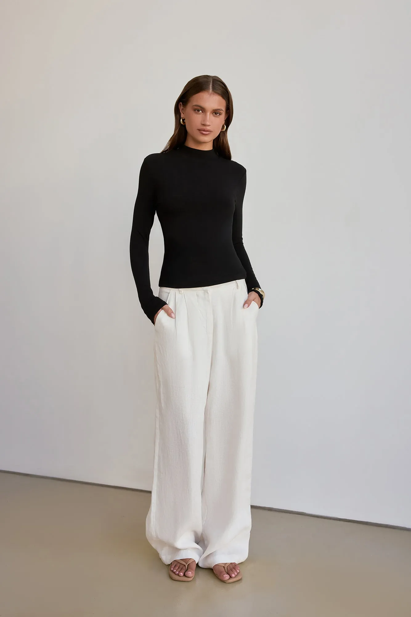 BASE Form Luxe Knit Simple High Neck Long Sleeve Top Black sold by Fortunate One product image thumbnail 3
