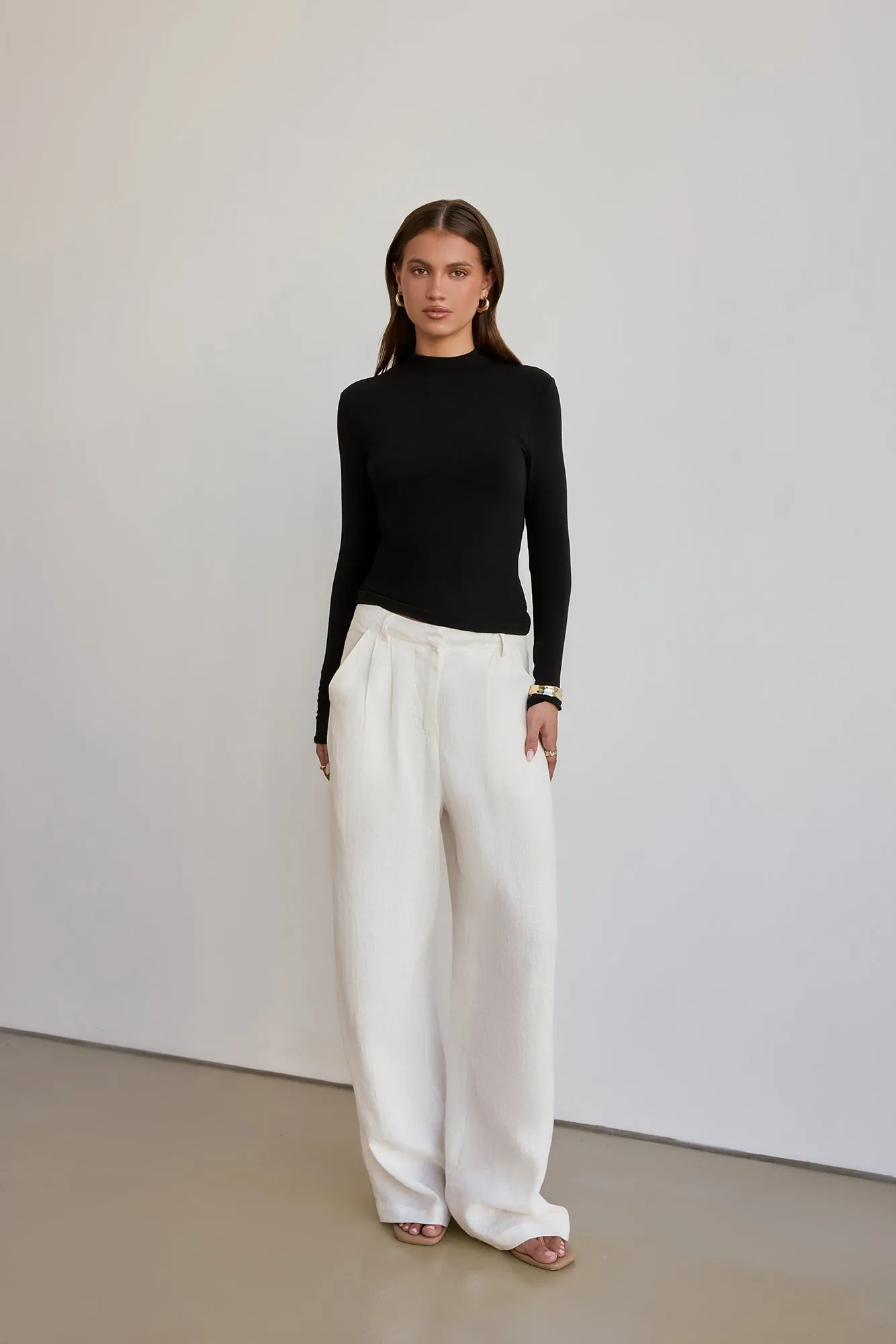 BASE Form Luxe Knit Simple High Neck Long Sleeve Top Black sold by Fortunate One product image thumbnail 5