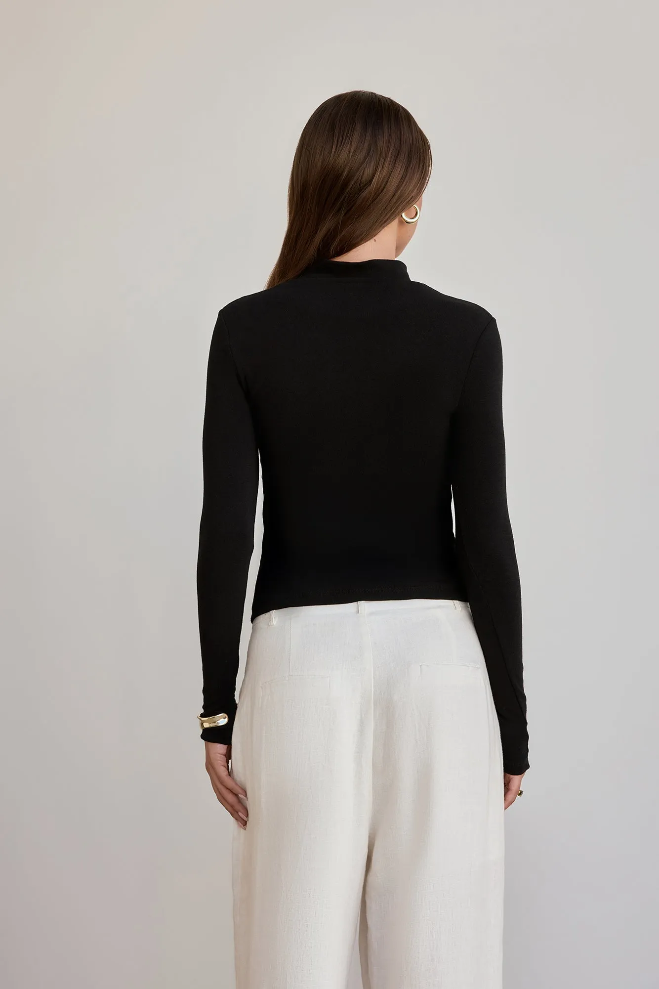 BASE Form Luxe Knit Simple High Neck Long Sleeve Top Black sold by Fortunate One product image thumbnail 2