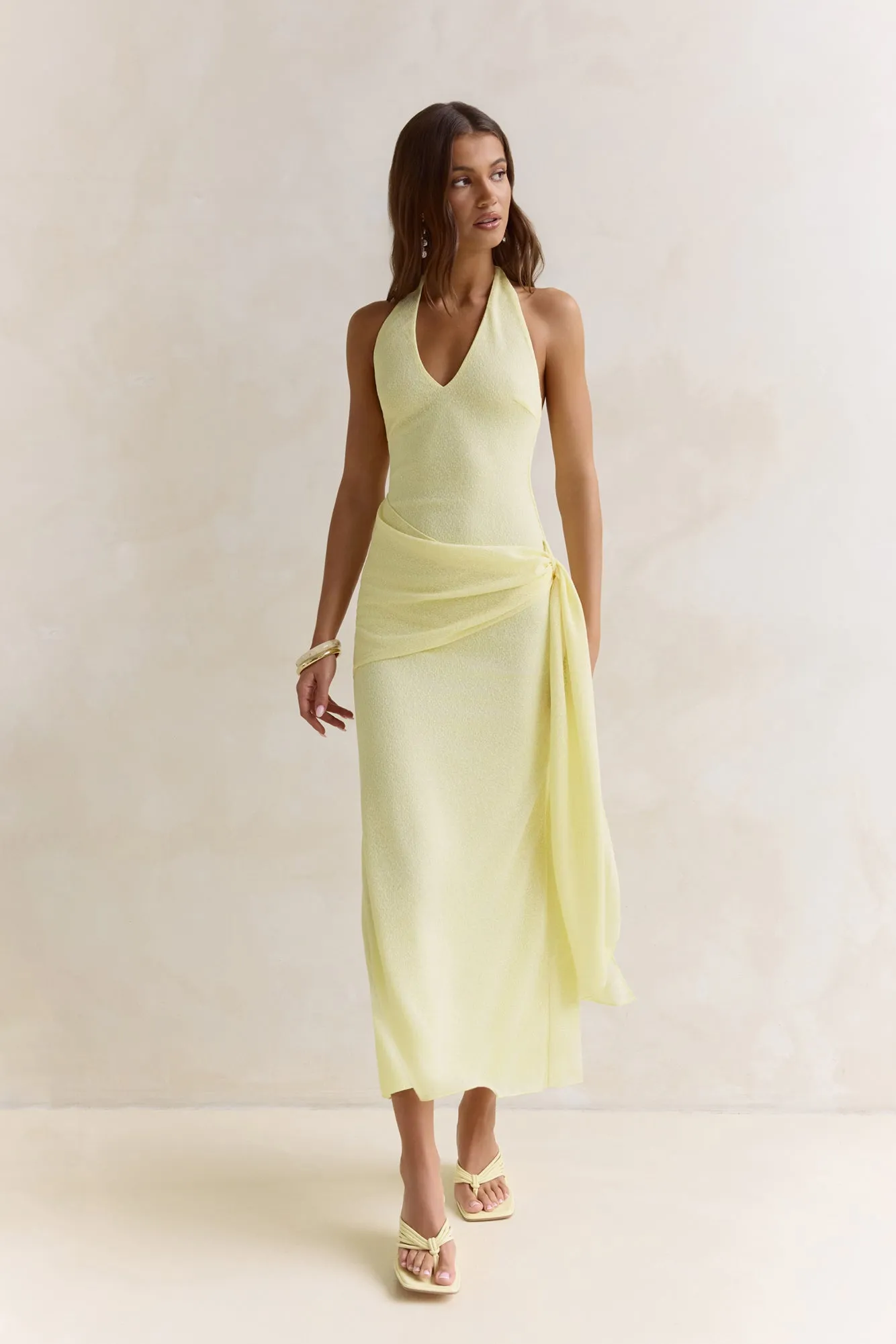 Sun Chasers Halter Maxi Dress Yellow sold by Fortunate One product image thumbnail 4