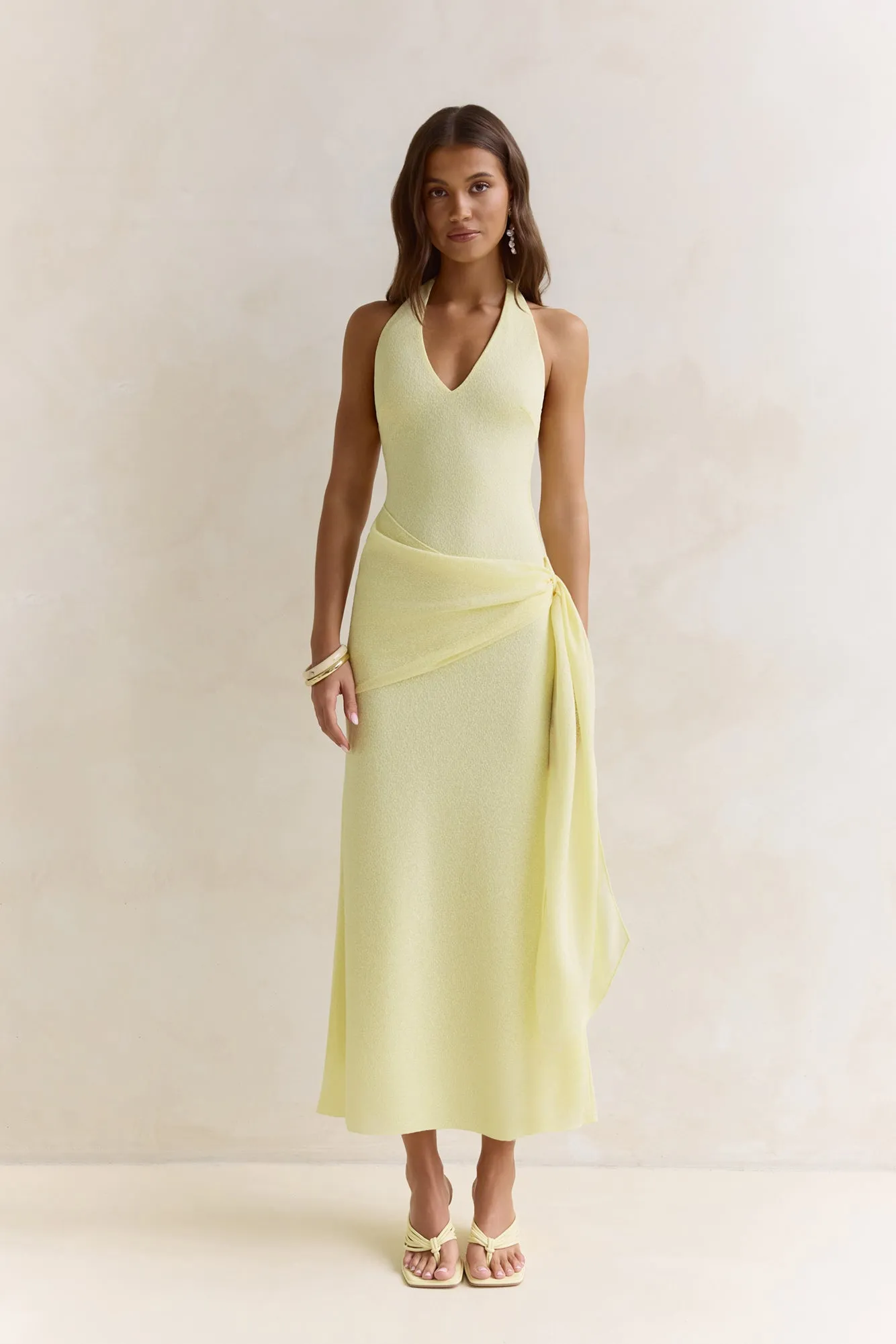Sun Chasers Halter Maxi Dress Yellow sold by Fortunate One