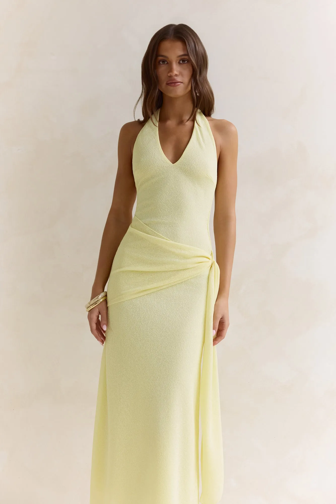 Sun Chasers Halter Maxi Dress Yellow sold by Fortunate One product image thumbnail 5