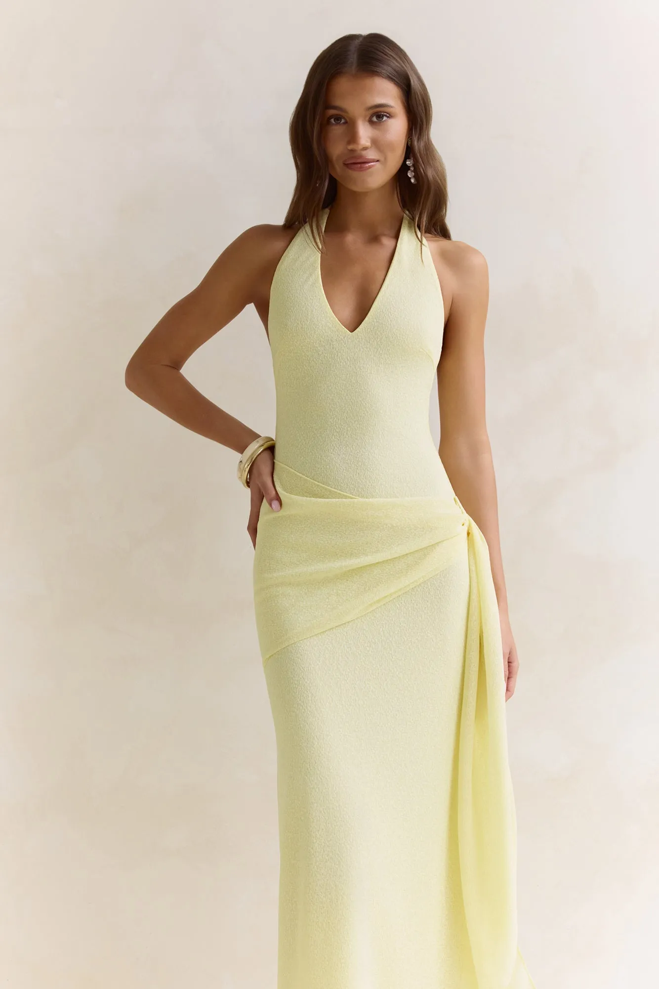 Sun Chasers Halter Maxi Dress Yellow sold by Fortunate One product image thumbnail 3