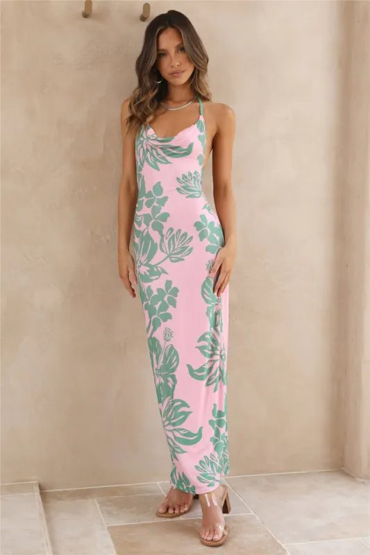 Island Getaway Maxi Dress Pink sold by Fortunate One