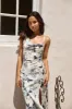 Romance Under Stars Satin Midi Dress White sold by Fortunate One