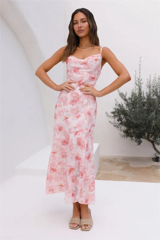Whispering Shadow Maxi Dress Pink sold by Fortunate One
