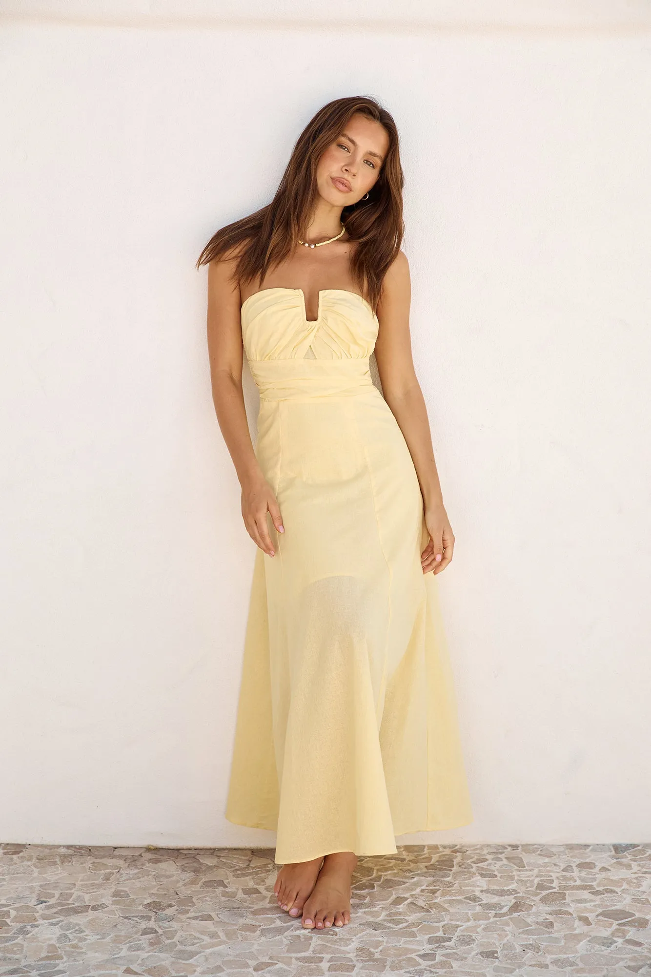 Sunshine Bliss Strapless Maxi Dress Yellow sold by Fortunate One product image thumbnail 2