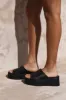 SIREN Ambrose Chunky Slides Black Leather sold by Fortunate One