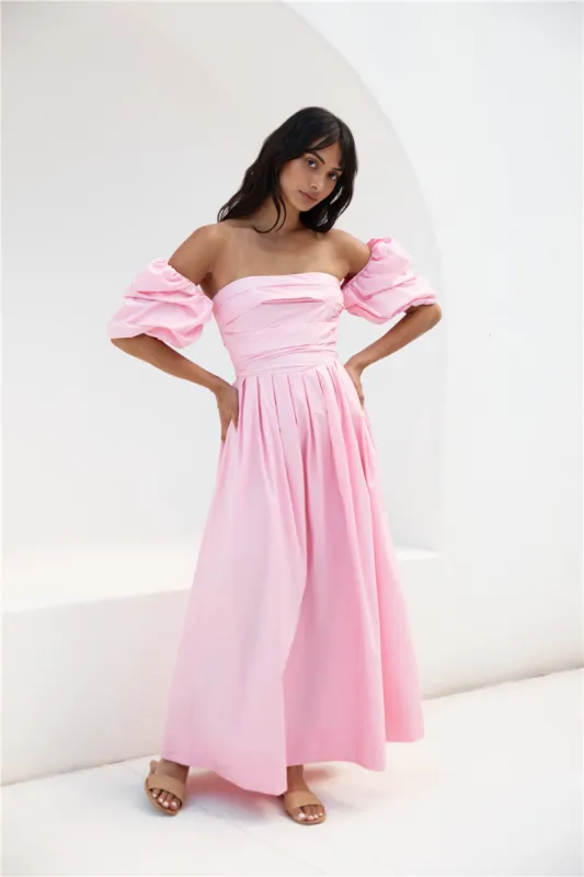 Bella Off-Shoulder Maxi Dress Pink sold by Fortunate One