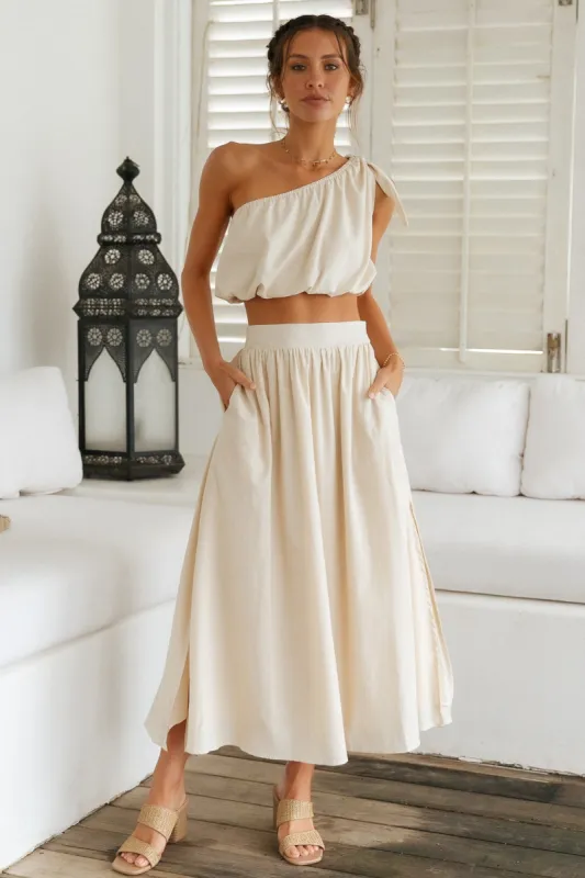 Carpe Diem Maxi Skirt Beige sold by Fortunate One