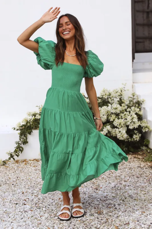 Adela Maxi Dress Green sold by Fortunate One