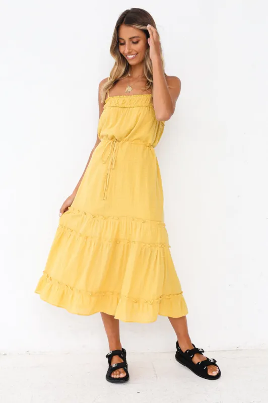 Kaya Midi Dress Mustard sold by Fortunate One