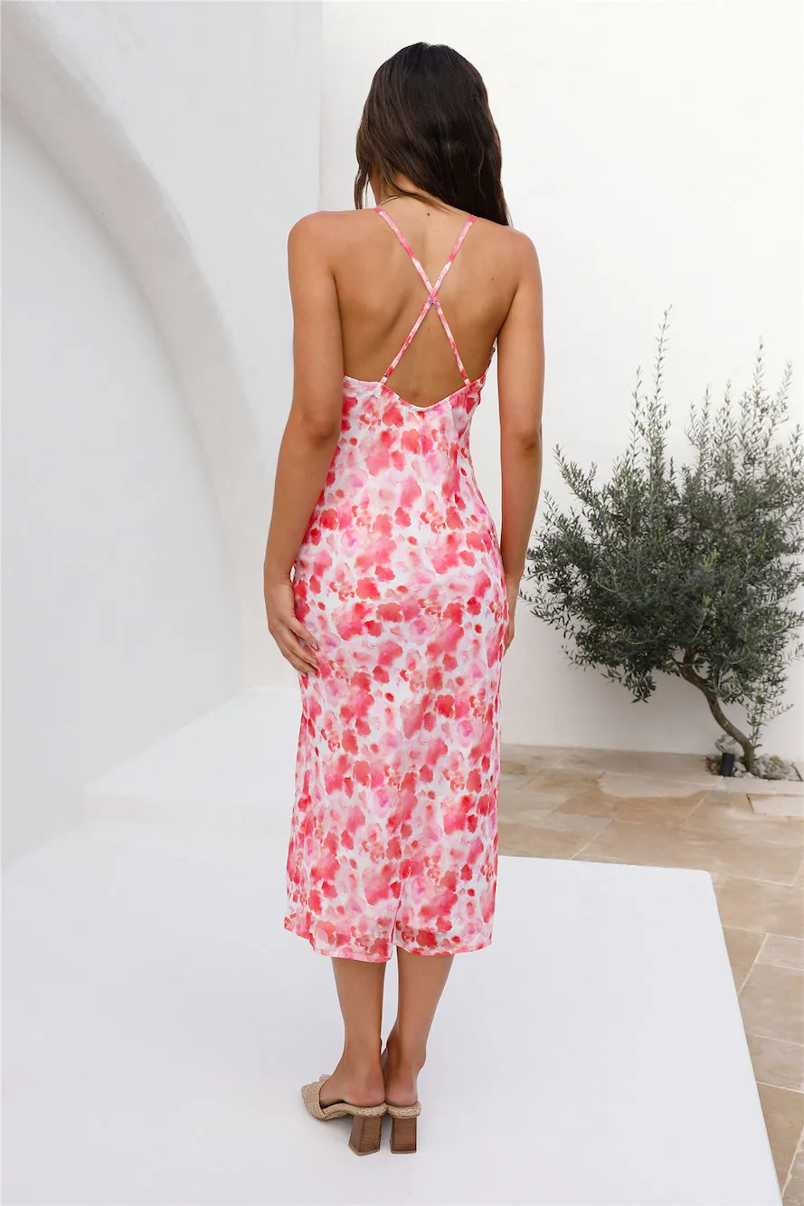 Moon Shimmer Midi Dress Pink sold by Fortunate One product image thumbnail 4