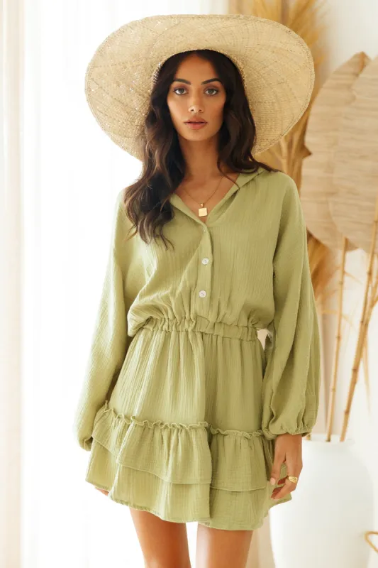 Peach Sunsets Dress Green sold by Fortunate One
