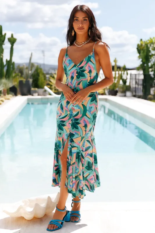 HELLO MOLLY Aloha Honey Maxi Dress Blue sold by Fortunate One
