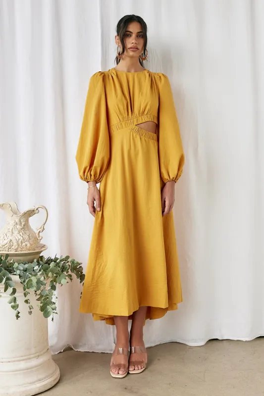 Up All Night Maxi Dress Mustard sold by Fortunate One